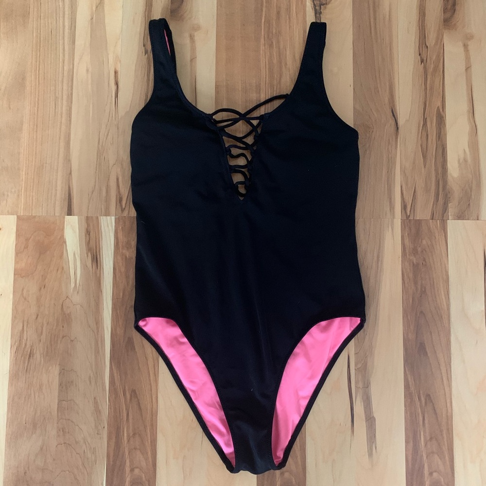 Pink one piece bathing suit